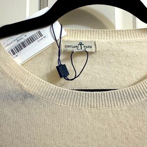 NWT Ivory 100% Cashmere Short Sleeve Top Cortland Park- Size M